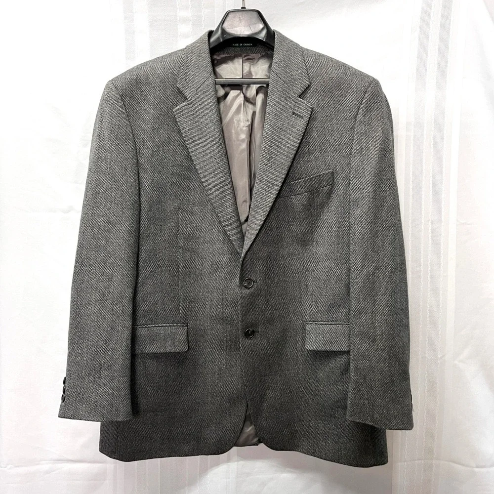 Lauren Ralph Lauren Mens Blazer Sport‎ Coat Jacket Black White Tweed Vtg  44R